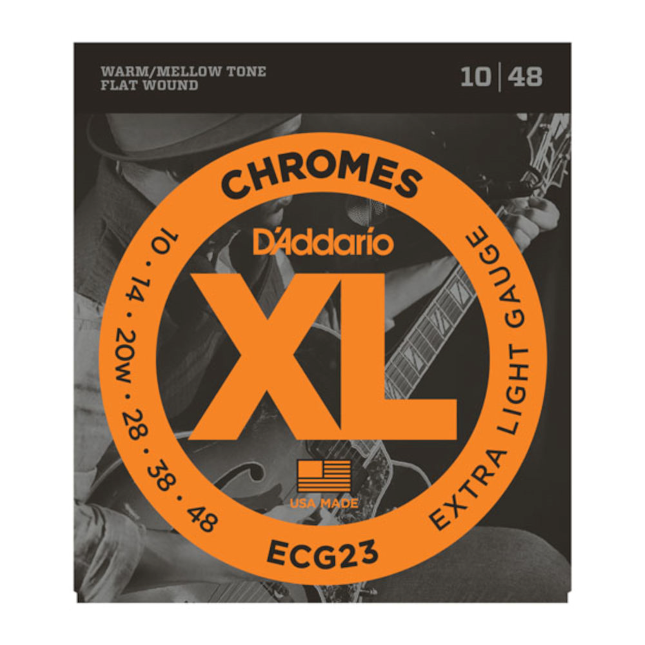 D'addario ECG23 Chromes Flat Wound,Extra Light, 10-48