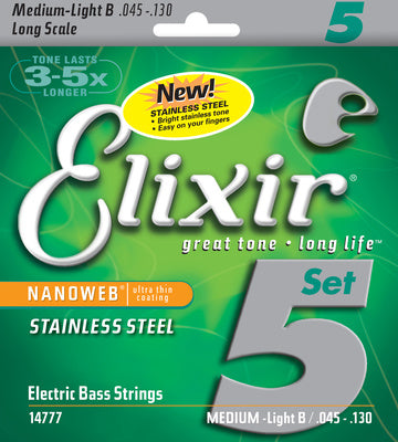 Elixir 14777 Stainless Steel 5-String Light 045-130