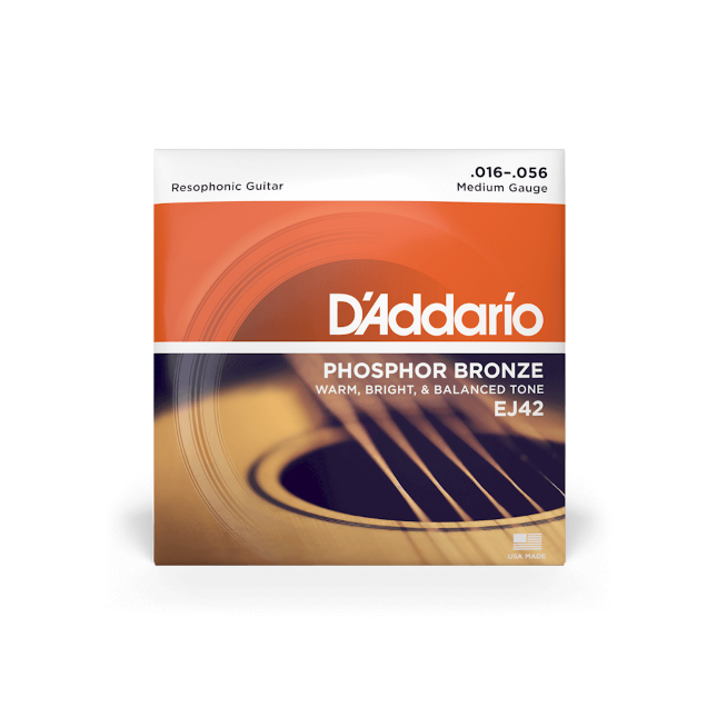 D'Addario EJ42 Phosphor Bronze Resophonic Guitar Strings, 16-56