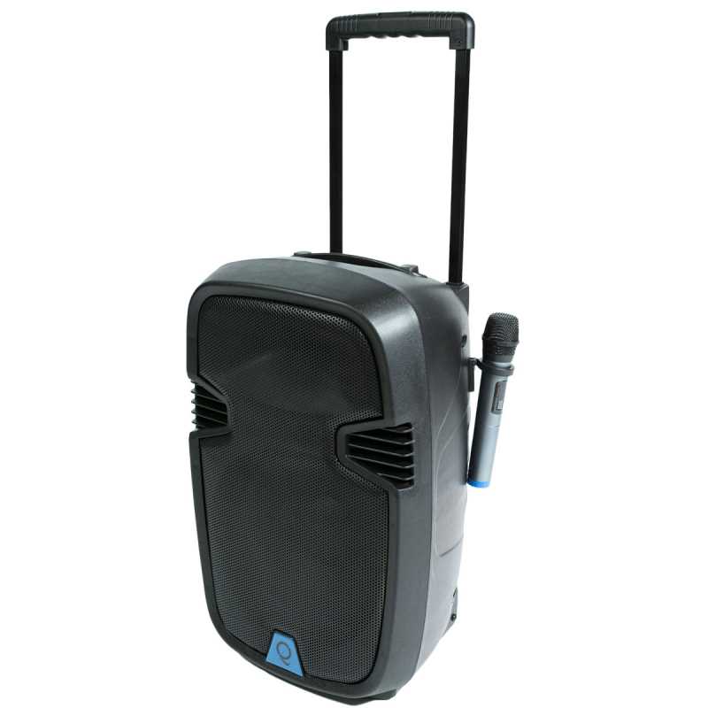 Oqan QLS-12 Travel Wireless Cassa portatile trolley a batteria + 2 radiomicrofoni