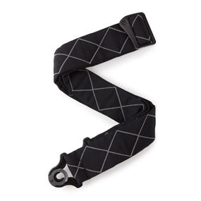 D'Addario JD50BAL02 Auto Lock Guitar Strap, Black Padded Diamonds