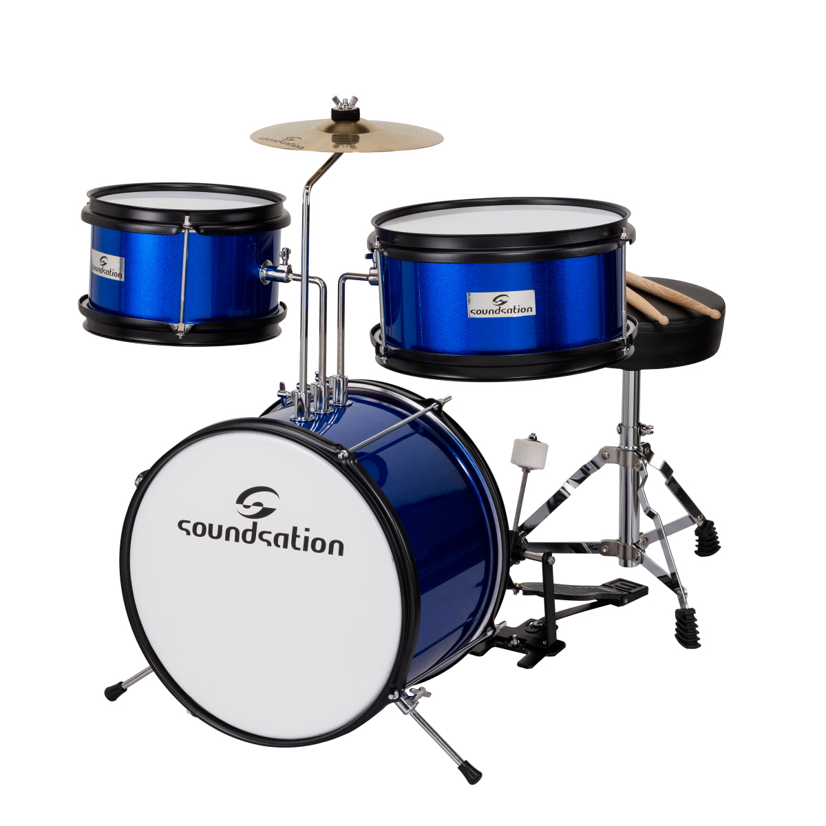 SOUNDSATION JDK313-MB Batteria acustica per bambini da 3 fusti completa blu metallizzato