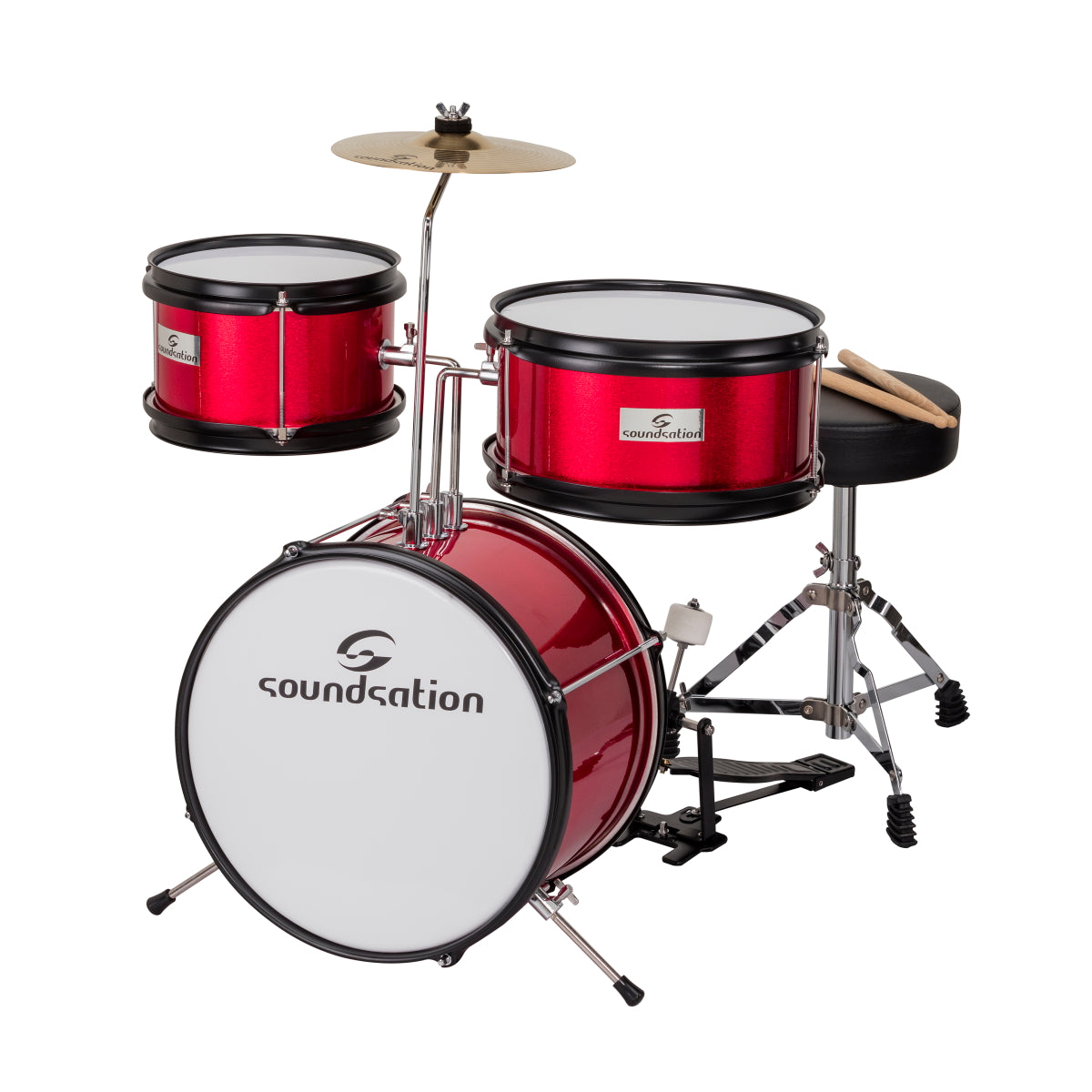 SOUNDSATION JDK313-MR Batteria acustica per bambini da 3 fusti completa rosso metallizato