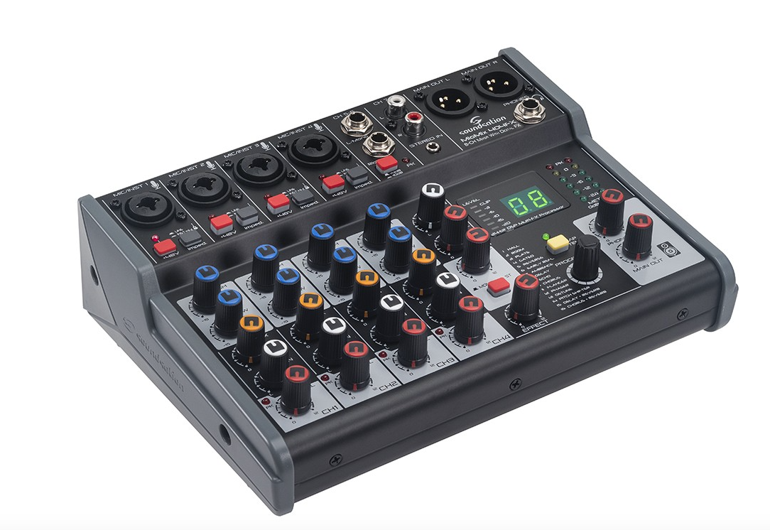 SOUNDSATION MIOMIX 404FX Mixer Audio Professionale 8-Canali con Multi-Effetto Digitale a 24-bit