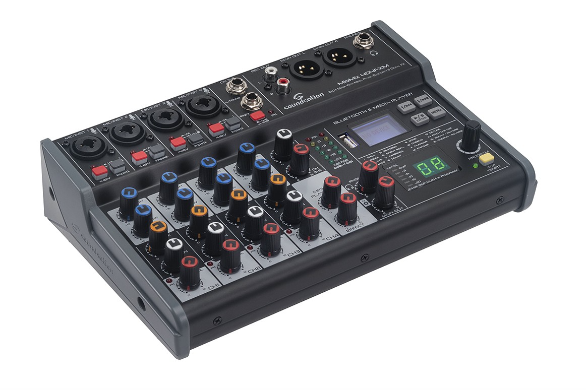 SOUNDSATION MIOMIX 404FXM Mixer Audio Professionale 6-Canali con Lettore USB, BT e Multi-Effetto Digitale a 24-bit