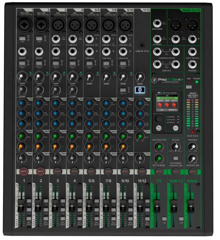 MACKIE ProFX12v3+ Mixer USB -con effetti e Bluetooth