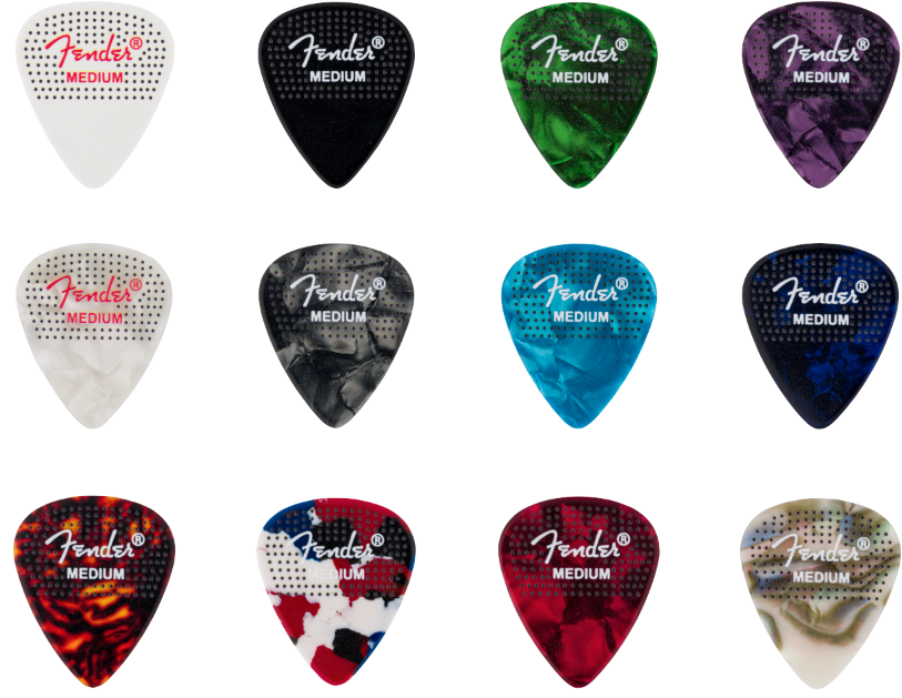 Fender 351 Dotted Celluloid Picks, 12-Pack, Medium