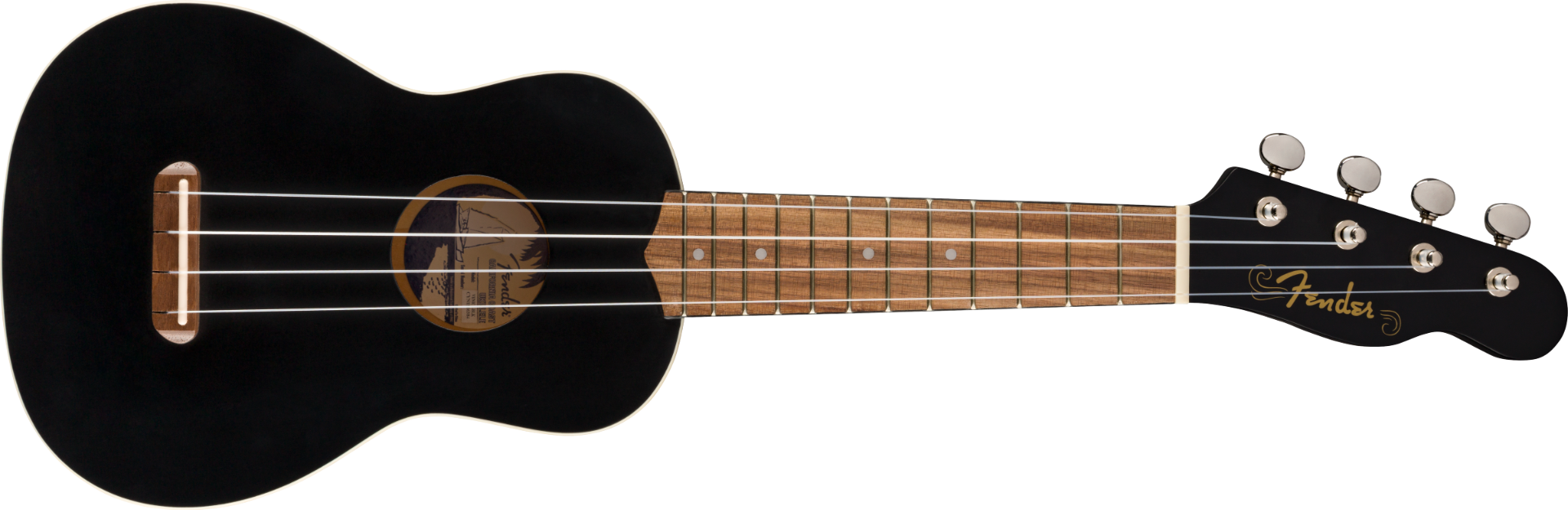 Fender Venice Soprano Uke, Walnut Fingerboard, Black