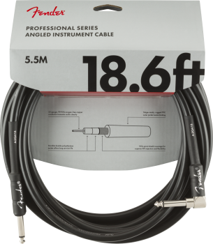 Fender Professional Series Instrument Cable, Straight/Angle, 18.6', Black 5,5 metri