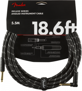 Fender Deluxe Series Instrument Cable, Straight/Angle, 18.6', Black Tweed  5,5 metri
