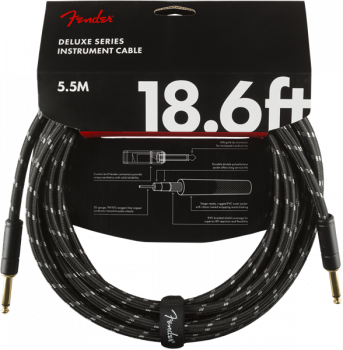 Fender Deluxe Series Instrument Cable, Straight/Straight, 18.6', Black Tweed  5,5 metri 