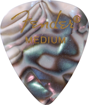 Fender Premium Celluloid 351 Shape Picks, Medium, Abalone, Confezione da 12 Plettri