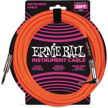 Ernie Ball 6067 Braided Neon Orange Cavo per strumenti mt 7,6
