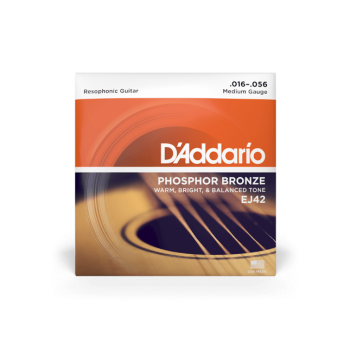 D'Addario EJ42 Phosphor Bronze Resophonic Guitar Strings, 16-56