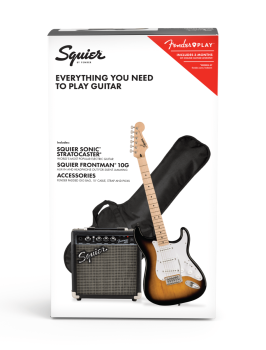 Fender Squier Sonic Stratocaster  Pack, Maple Fingerboard, 2-Color Sunburst ,Gig Bag, 10G